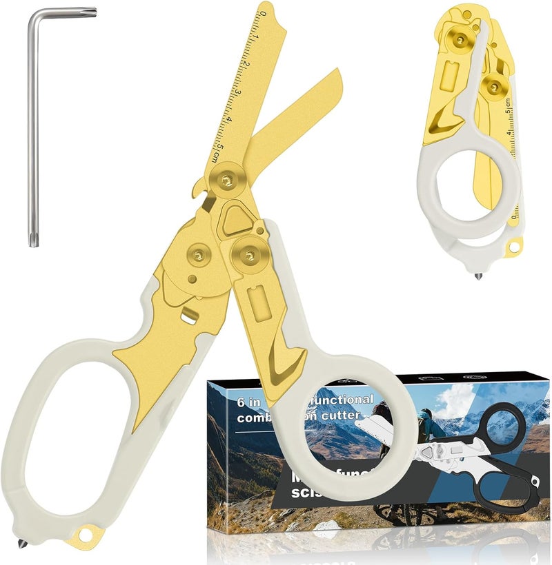 Lemasa 6in1 trauma shears - emergency responders, outdoor emergencies scissor, medical staff, and outdoor camping scissors, ttrauma scissors(Luminous Gold) - Image 1